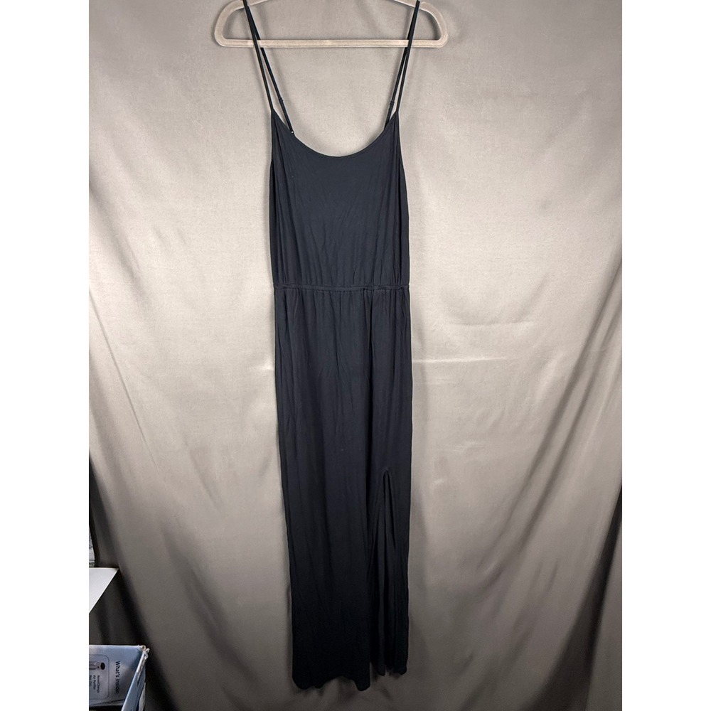 American Eagle Maxi Dress Women Medium Black Adjustable Straps Side Slit Scoop